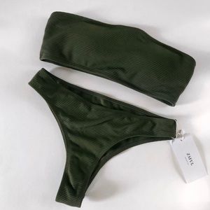 Ripped High Leg Bandeau Bikini set